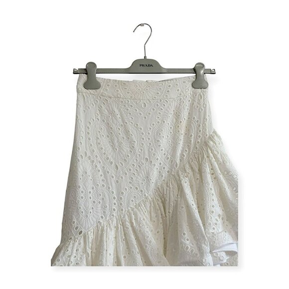 Johanna Ortiz Maui ruffle eyelet cotton skirt, White, Size 4, New with tag - Picture 15 of 16